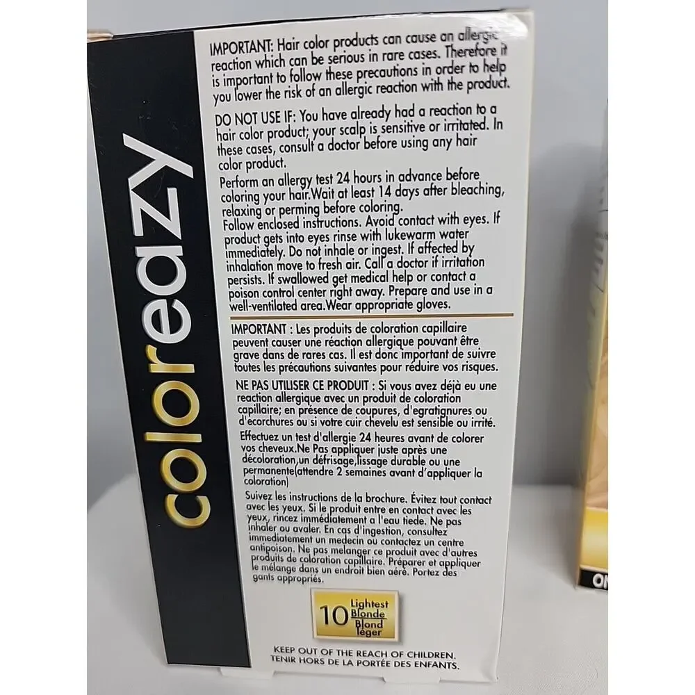 Color Eazy Cream Hair Color #10 Lightest BLONDE exp‎ 4/5/20 new in box 2 Boxes